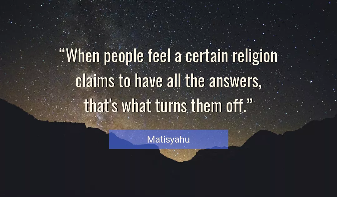 Quote About Religion By Matisyahu