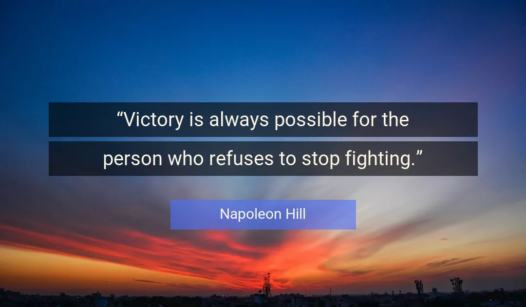 Quote About Victory By Napoleon Hill