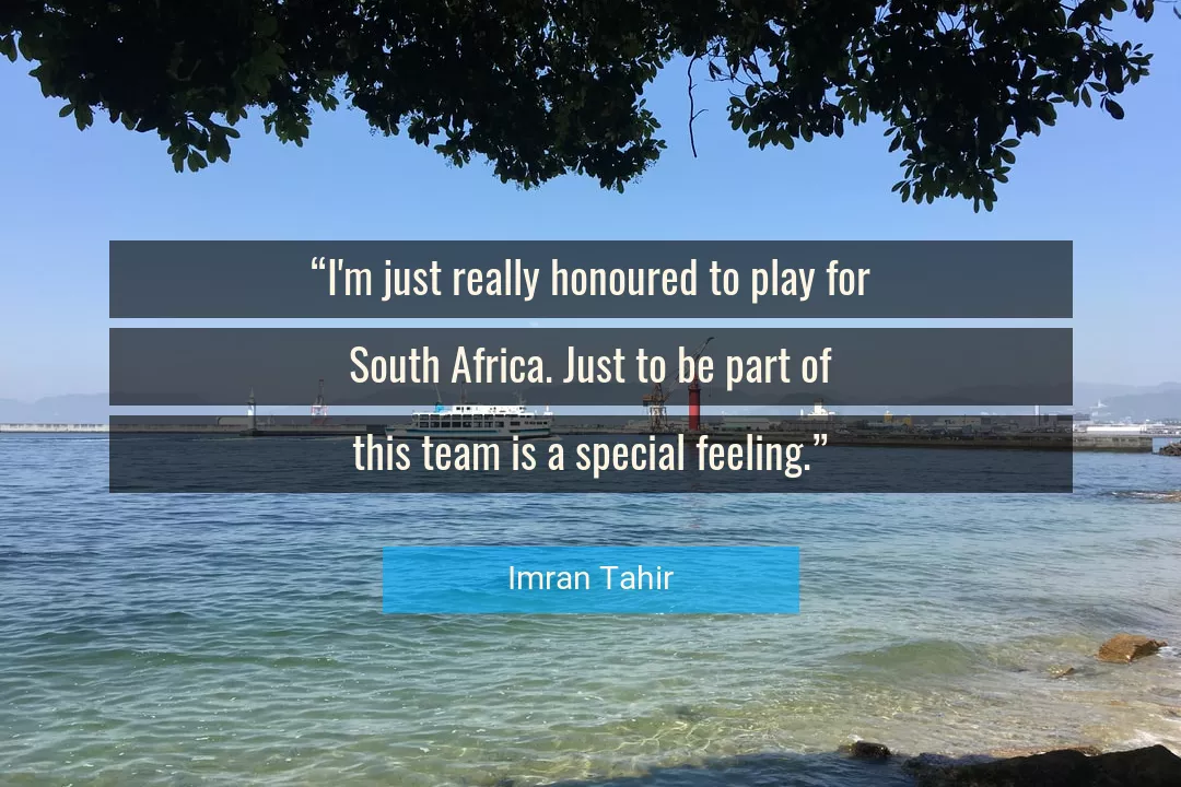 Quote About Feeling By Imran Tahir