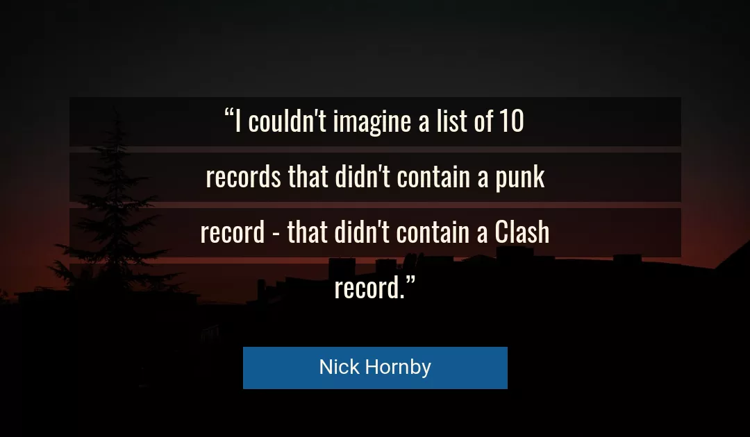 Quote About Punk By Nick Hornby